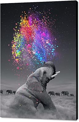 Art abstrait coloré d'animaux mignons grande décoration d'intérieur contemporaine sur toile