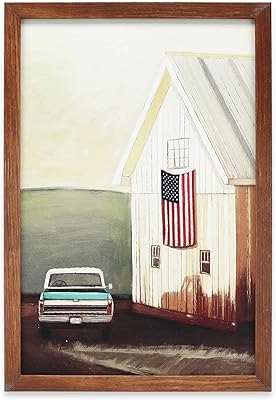 Open road brands décoration murale avec cadre en bois avec drapeau américain