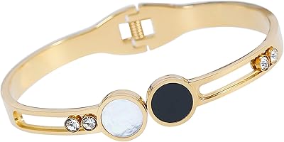 Bracelet tendance en pierre de lune pour femmes, en acier inoxydable, superbe double