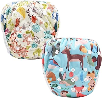 Couches de bain pour bébé 2 pièces réutilisables, taille unique, réglables, imperméables