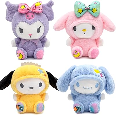Maikerry 4pcs kawaii plushies 8\": cannelle, pompompurin, kuroumi et my melo en peluche, poupée en peluche panda travestie, cadeau en peluche mignon de dessin animé pour les filles adolescentes fans décoration d'anniversaire. L'expérience e-commerce réinventée par Diaytar au Sénégal