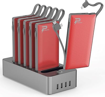 Chargeur de banque d'alimentation pour téléphone 6 en 1, batterie portable avec câble