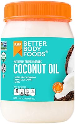 Huile de noix de coco biologique better body foods, naturellement raffinée, saveur