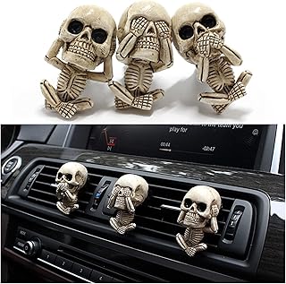 Javiost 3 pièces ornements de crâne mignons clip de ventilation de voiture accessoires