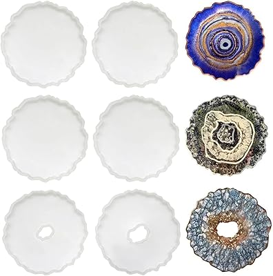 Paquet de 6 moules dessous de verre en résine irrégulière en silicone époxy