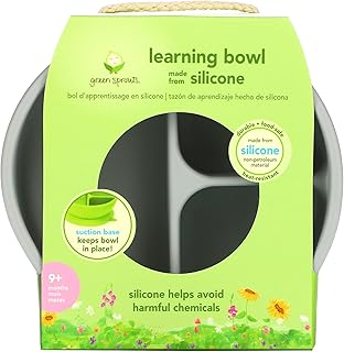 Green sprouts - bol pédagogique avec séparateur à ventouse en silicone - gris