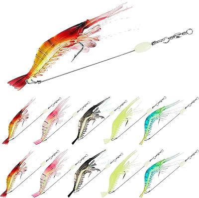 Leurre de pêche skyhd 10 pièces leurres de pêche aux crevettes lumineux