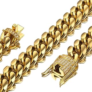 Chaîne miami cuban link pour hommes en or 18 carats de 15 mm