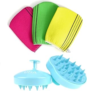 Serviette de bain exfoliante coréenne 3 pièces avec brosse de lavage des cheveux