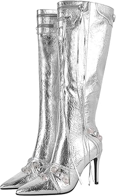 Bottines à talons hauts pour femmes avec fermeture éclair, chaînes métalliques, talon aiguille