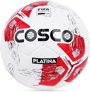 Ballon de football cosco platina pour homme, taille 5 (blanc/rouge)
