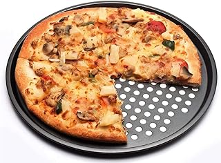 Plaque de cuisson à pizza antiadhésive en acier au carbone, plateau porte-plat
