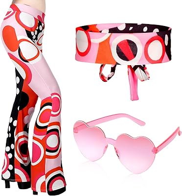 3 pièces tenue disco femme style années 70 hippie costume accessoires taille haute