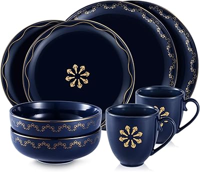 Service de table en porcelaine de haute qualité pour deux | bordure bleu