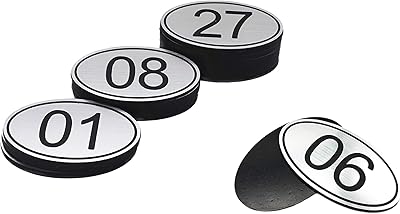 Numéros de table ovales gravés en abs 30 mm x 50 mm (1-50)