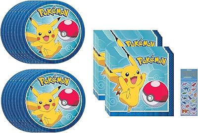 L'ensemble de fournitures de fête d'anniversaire pokémon comprend 16 assiettes à gâteau à
