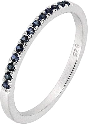 Bague en argent sterling naturel avec saphir bleu émeraude ou topaze blanche semi-éternisée