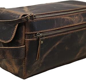 Trousse de toilette imperméable en cuir véritable pour hommes, trousse de rasage et de toilettage, adaptée aux garçons d'honneur et cadeaux de voyage pour hommes et femmes, trousse de maquillage suspendue à fermeture éclair, marron, classique. Des produits authentiques à prix réduits sur Diaytar Sénégal