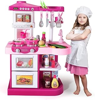 Alyasameen play kitchen playset pretend food 53 pcs jouets de cuisine roses