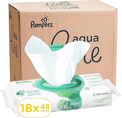 Lingettes pampers aqua pure pour bébé, composées à 99 % d'eau pure, 864