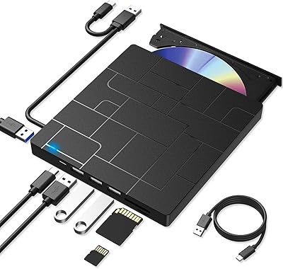 Lecteur dvd externe bidof, cd-rw usb 3.0 type-c dvd-rom lecteur cd ultra fin
