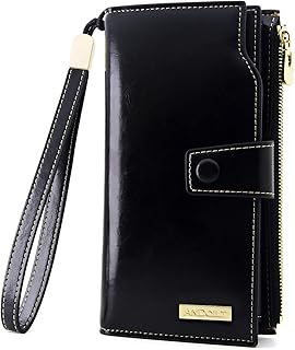 Portefeuille de luxe en cuir véritable avec blocage rfid pour femmes, grande capacité