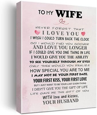 To my wife i love you citation sur toile murale romantique pour femme