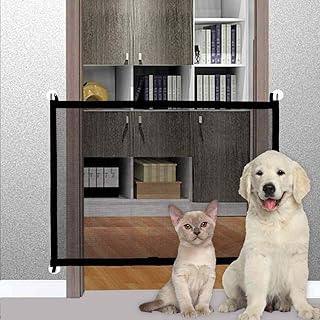 Portail magique rétractable pour animaux de compagnie, intérieur et extérieur, avec barrière de sécurité en maille portable et pliable pour la maison, offre une protection sûre pour jouer et se reposer, 110 x 72 cm. Simplifiez vos achats avec Diaytar, le e-commerce nouvelle génération