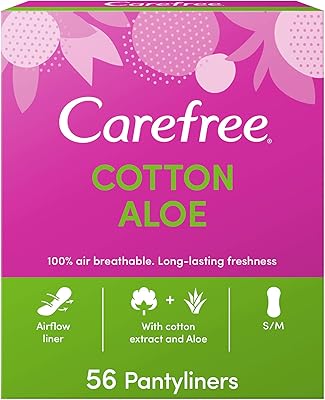 Protège-slips quotidiens carefree, coton avec extrait d'aloe vera, paquet de 56