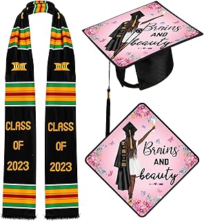 2 étoles de remise de diplôme, écharpe, classe de 2023, avec casquettes