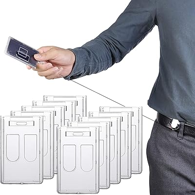 Porte-badge vertical en plastique dur solide et robuste porte-badge d'identification double face transparent