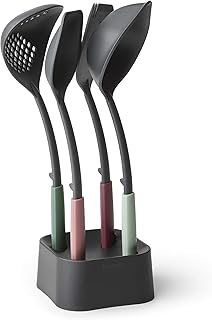 Ensemble d'ustensiles de cuisine brabantia avec support de tasty+ en plusieurs couleurs