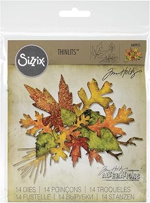 Sizex 660955 ensemble de moules en verre feuilles d'automne tim holtz, 14/paquet