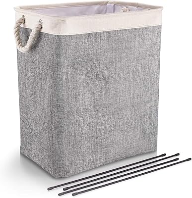 Panier à linge de 65 litres avec poignées en lin pour sacs