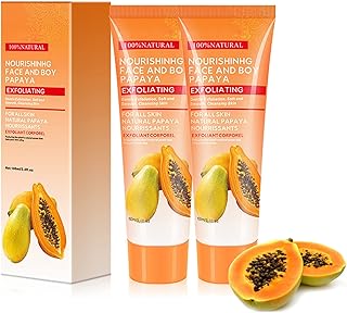 Gel exfoliant éclaircissant à l'essence de papaye, nettoyant exfoliant à l'essence de papaye, nettoyant exfoliant pour le visage, crème exfoliante à la papaye, extrait hydratant lissant pour le visage et le corps (2 pièces). Profitez des meilleurs deals du Sénégal sur Diaytar