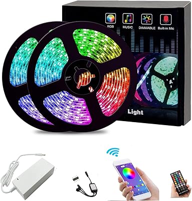 Bande lumineuse led rvb à couleur changeante de 15 m avec contrôleur bluetooth