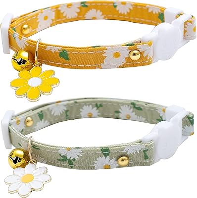 Zorliji collier amovible en coton pour chat avec clochette, joli collier réglable à