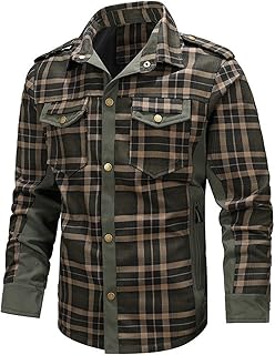 Yiouyi veste pour hommes, chemises à carreaux veste chemise à carreaux boutonnée à