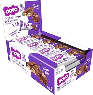 Barre protéinée novo gluten free break energy sans sucre ajouté - chocolat au lait, 21,5 g (pack de 16). Vos marques préférées à prix réduits sur Diaytar