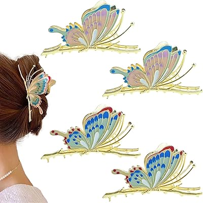 4pcs pinces à cheveux papillon, pinces à cheveux en métal doré, pinces à