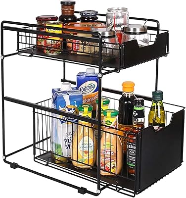 U-home organiseur de comptoir à épices tiroir de rangement en métal 2 niveaux