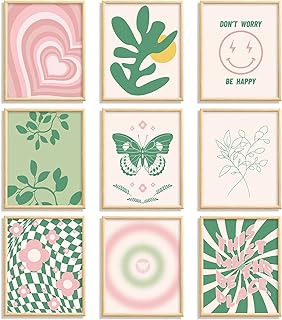 Décor mural esthétique danois pastel fin 9 pièces décoration murale abstraite pour salon
