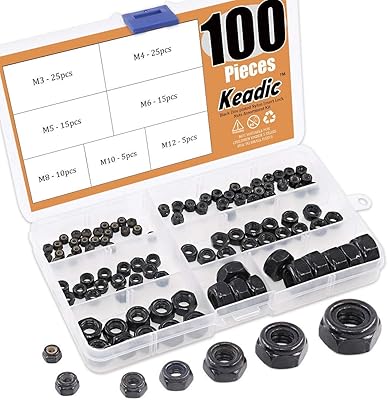 Kit de fixations en nylon plaqué zinc noir métrique kedek, 100 pièces