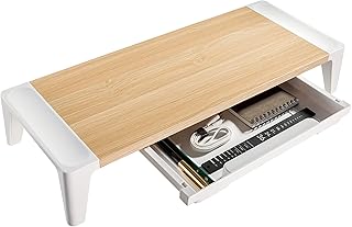 Support de moniteur en bois navodesk deluxe avec tiroir, support de moniteur simple