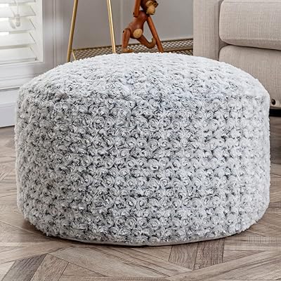 Repose-pieds ottoman gris non rempli taille 20x20x12 pouces repose-pieds rond (sans remplissage) pouf