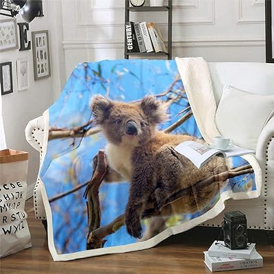 Couverture koala sherpa en polaire imprimée 3d pour enfants garçons et filles