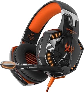 Casque de jeu stéréo kushion each avec port usb, noir/orange - g2000