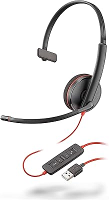 Plantronics casque filaire blackwire 3210 usb-a mono avec microphone sur perche