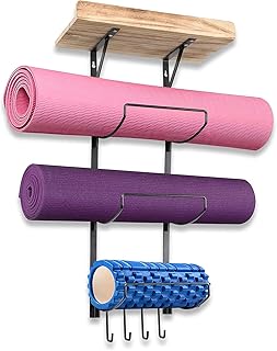 Support mural pour tapis de yoga, support roulant en mousse avec crochets, support