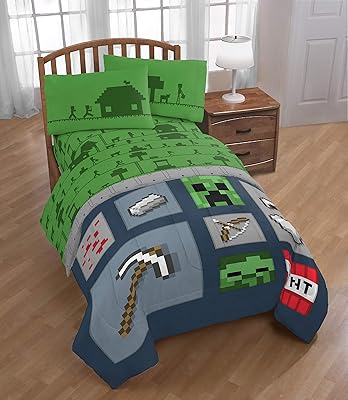 Parure de lit pour enfants minecraft, 3 pièces (ensemble vert)